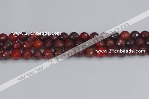 CBD379 15.5 inches 12mm faceted round poppy jasper beads