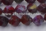 CBD384 15.5 inches 8mm faceted nuggets brecciated jasper beads