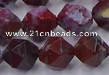 CBD386 15.5 inches 12mm faceted nuggets brecciated jasper beads