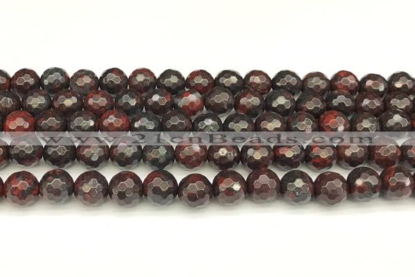 CBD392 15 inches 10mm faceted round brecciated jasper beads
