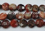 CBD45 15.5 inches 10mm faceted coin brecciated jasper gemstone beads