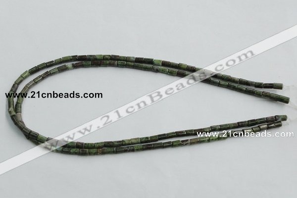 CBG07 15.5 inches 4*6mm cylinder bronze green gemstone beads