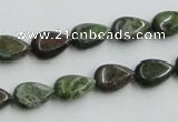 CBG08 15.5 inches 8*12mm flat teardrop bronze green gemstone beads