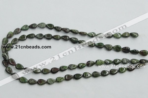 CBG08 15.5 inches 8*12mm flat teardrop bronze green gemstone beads