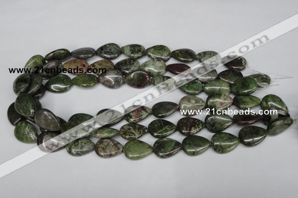 CBG10 15.5 inches 15*20mm flat teardrop bronze green gemstone beads