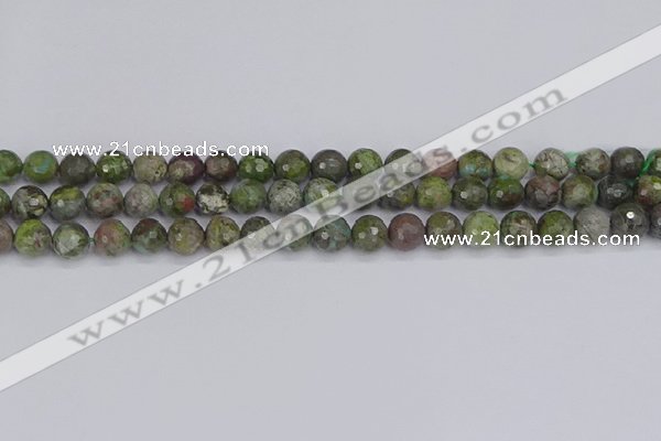 CBG102 15.5 inches 8mm faceted round bronze green gemstone beads