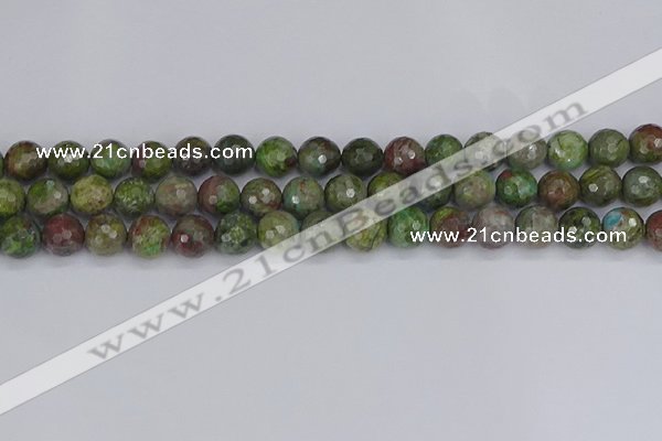 CBG103 15.5 inches 10mm faceted round bronze green gemstone beads