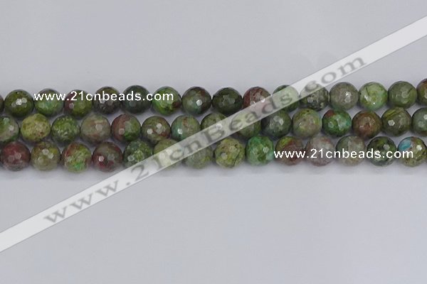 CBG104 15.5 inches 12mm faceted round bronze green gemstone beads