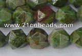 CBG110 15.5 inches 10mm faceted nuggets bronze green gemstone beads