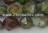 CBG111 15.5 inches 12mm faceted nuggets bronze green gemstone beads