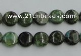 CBG12 15.5 inches 8mm flat round bronze green gemstone beads