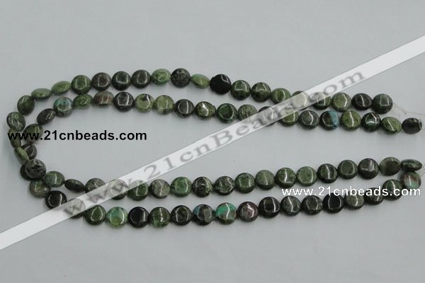 CBG12 15.5 inches 8mm flat round bronze green gemstone beads