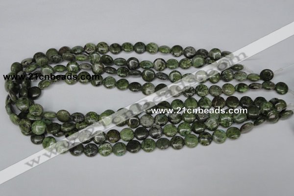 CBG14 15.5 inches 10mm flat round bronze green gemstone beads