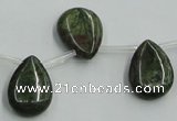 CBG21 13*18mm top-drilled flat teardrop bronze green gemstone beads