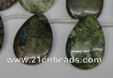 CBG24 Top-drilled 22*30mm flat teardrop bronze green gemstone beads