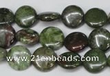 CBG35 15.5 inches 14mm flat round bronze green gemstone beads