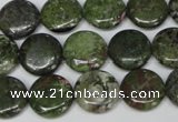 CBG36 15.5 inches 16mm flat round bronze green gemstone beads