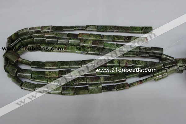 CBG50 15.5 inches 10*14mm flat tube bronze green gemstone beads