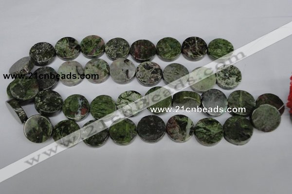 CBG63 15.5 inches 22mm coin bronze green gemstone beads