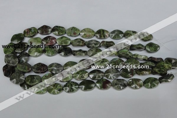 CBG65 15.5 inches 13*18mm wavy oval bronze green gemstone beads