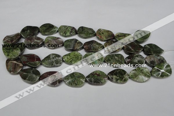 CBG67 15.5 inches 18*25mm wavy teardrop bronze green gemstone beads