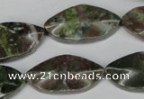 CBG71 15.5 inches 15*30mm wavy marquise bronze green gemstone beads