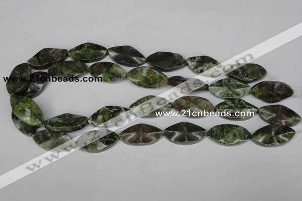 CBG71 15.5 inches 15*30mm wavy marquise bronze green gemstone beads