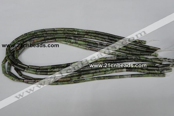 CBG75 15.5 inches 4*14mm tube bronze green gemstone beads