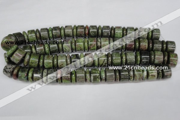 CBG82 15.5 inches 6*18mm & 11*18mm rondelle bronze green gemstone beads