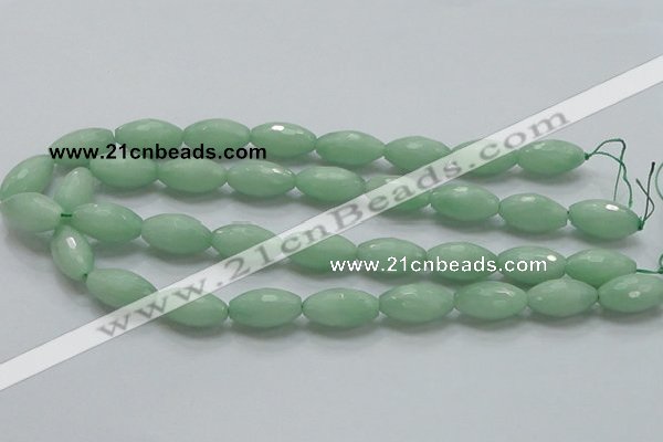 CBJ16 15.5 inches 12*22mm faceted rice jade beads wholesale