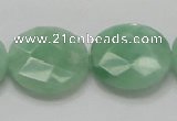 CBJ39 15.5 inches 25mm faceted flat round jade beads wholesale