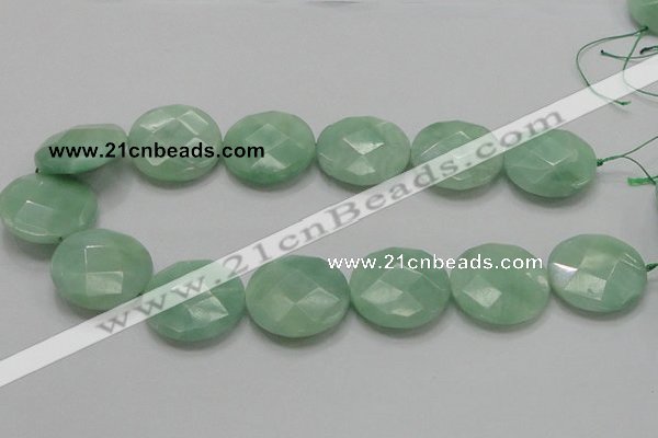 CBJ40 15.5 inches 30mm faceted flat round jade beads wholesale