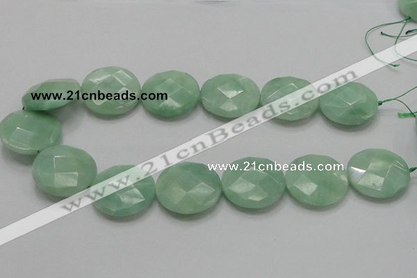 CBJ40 15.5 inches 30mm faceted flat round jade beads wholesale