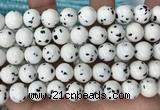 CBJ749 15.5 inches 12mm dalmatian round jade gemstone beads wholesale