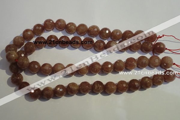 CBQ11 15.5 inches 12mm faceted round strawberry quartz beads