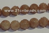 CBQ14 15.5 inches 10mm carved round strawberry quartz beads