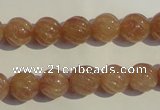 CBQ15 15.5 inches 10mm carved round strawberry quartz beads wholesale