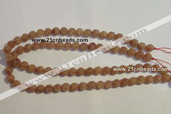 CBQ15 15.5 inches 10mm carved round strawberry quartz beads wholesale