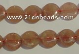 CBQ16 15.5 inches 12mm flat round strawberry quartz beads wholesale