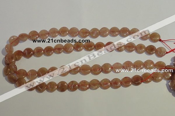 CBQ16 15.5 inches 12mm flat round strawberry quartz beads wholesale