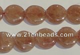 CBQ17 15.5 inches 14mm flat round strawberry quartz beads wholesale