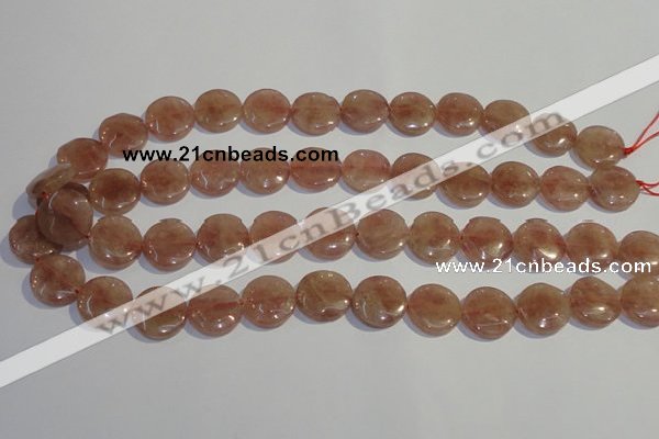 CBQ18 15.5 inches 16mm flat round strawberry quartz beads wholesale