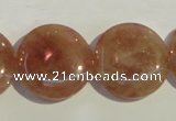 CBQ19 15.5 inches 25mm flat round strawberry quartz beads wholesale