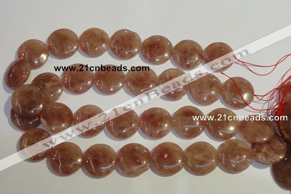 CBQ19 15.5 inches 25mm flat round strawberry quartz beads wholesale