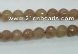 CBQ212 15.5 inches 8mm faceted round strawberry quartz beads