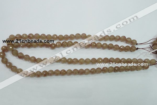 CBQ212 15.5 inches 8mm faceted round strawberry quartz beads