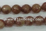 CBQ214 15.5 inches 12mm faceted round strawberry quartz beads