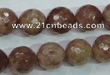 CBQ215 15.5 inches 14mm faceted round strawberry quartz beads