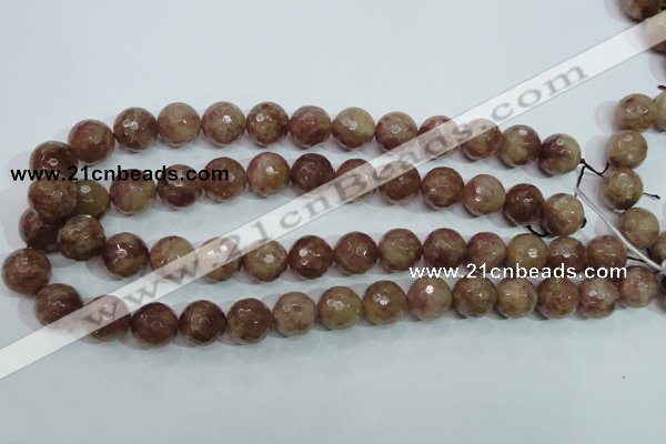 CBQ215 15.5 inches 14mm faceted round strawberry quartz beads