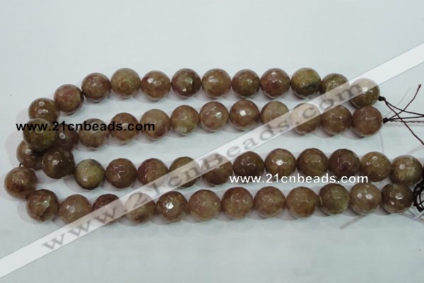 CBQ216 15.5 inches 16mm faceted round strawberry quartz beads